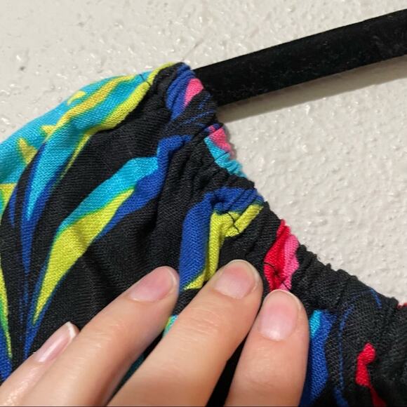 Tabitha Brown Target Black Lemon Blouse S Beachy Vacation Tropical Off Shoulder - Picture 2 of 10